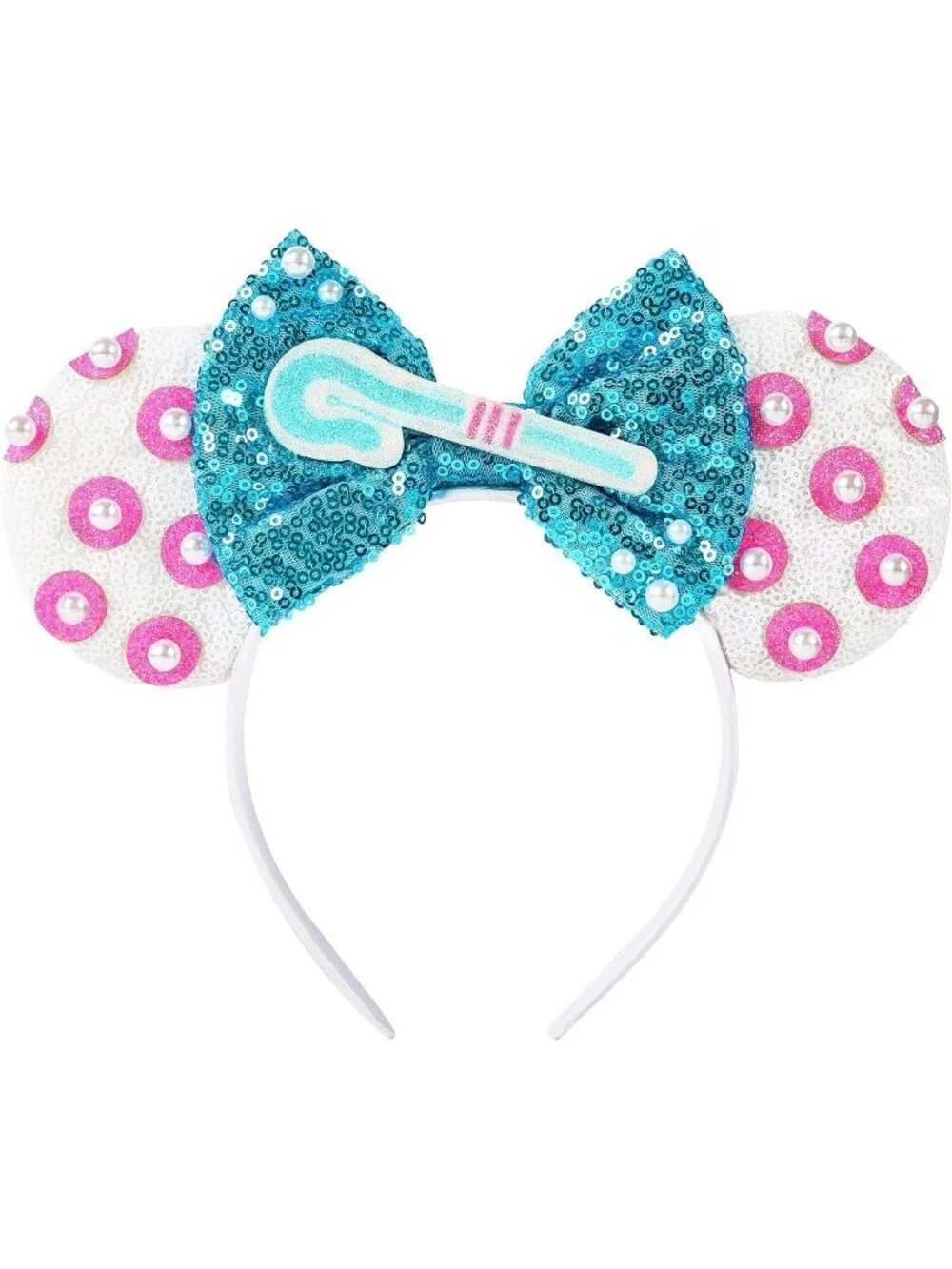 Women White Blue Cartoon Mickey Mouse Costume Headband For Cosplay